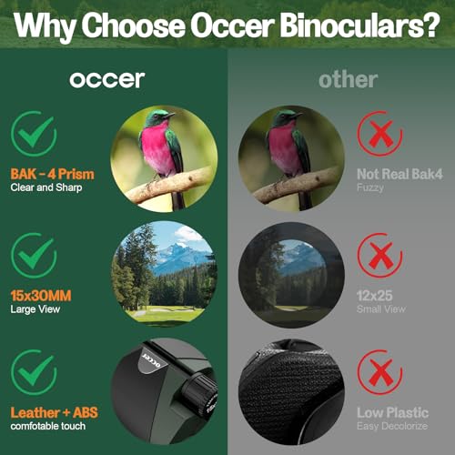 15x30 Binoculars for Adults Kids Easy Focus for Bird Watching Green