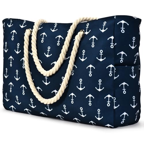 Beach Bag Large Beach Tote Bag for Women Waterproof Sandproof Swim Pool Bag With Zipper