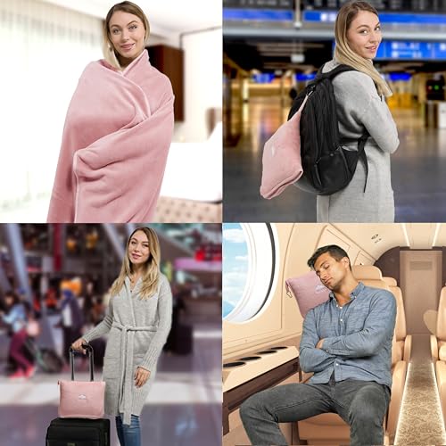 Premium Soft Long Travel Blanket Pillow Combo