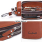 Car Key Case Keychain Holder Leather Metal Hook and Keyring Double Zipper Key Holder