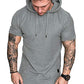 Mens Fashion Hoodies Sport Pullover Solid Color Shirt Workout Lightweight Tops Light Grey X