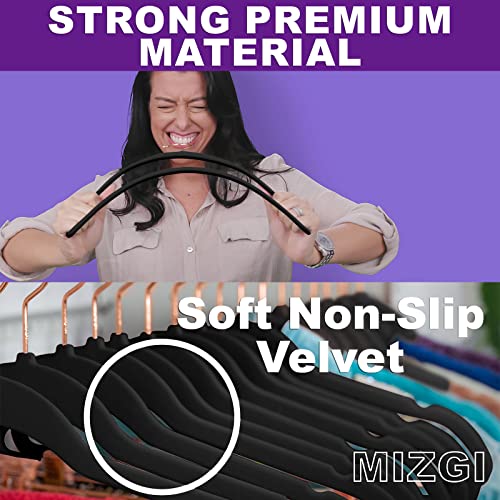 Black Velvet Hangers 30 Pack Non Slip Heavy Duty Rose Gold Hooks (50 Count)