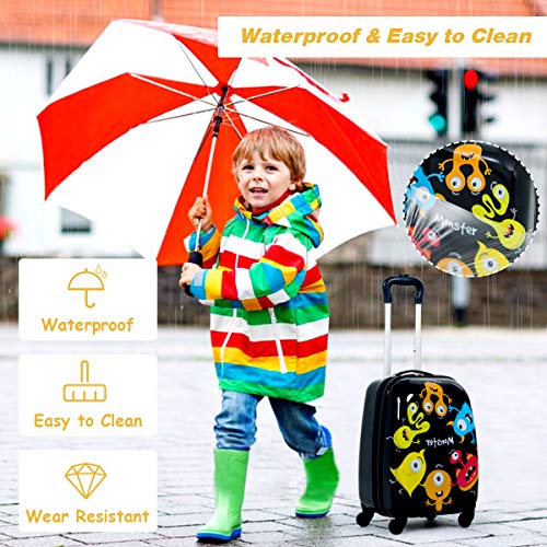 Kids Luggage 12" Toddler Backpack & 16" Travel Suitcase with Wheels (2 Count)