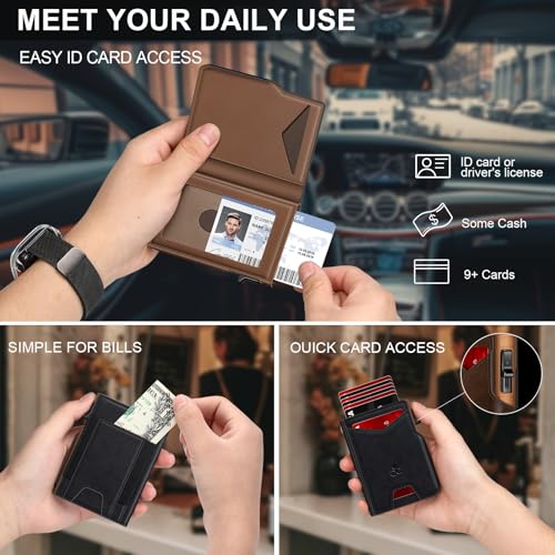 Wallet for Men Wallet with Slim Pop Up Card Holder 9 (13 Count)