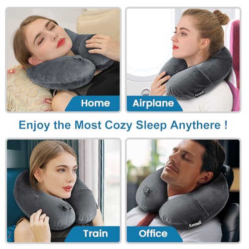Inflatable Neck & Shoulder Travel Pillow for Airplane Naps
