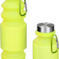 Nefeeko Collapsible Water Bottle, Reuseable BPA Free Silicone Foldable Water Bottles for Travel Gym Camping Hiking, Portable Leak Proof Sports Water Bottle with Carabiner