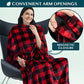 Compact 2-in-1 Travel Blanket Pillow for Airplane, Checkered Red