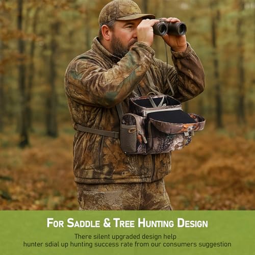 Large Capacity Binocular Chest Pack Bino Harness with Built in Rangefinder Pouch Water Resistant Rain Cover for Hunting
