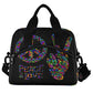 Peace Love Symbol Two Fingers Hippie Colorful Insulated Lunch Tote Bag Reusable Cooler Lunch Box with Shoulder Strap for Work Picnic School Beach (multi 12)