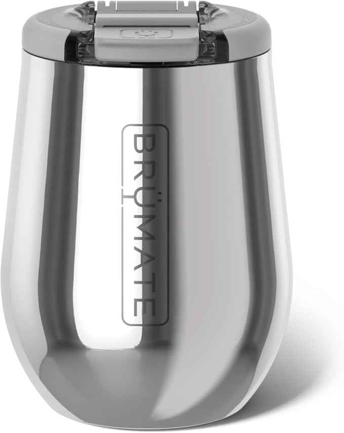 BrüMate Uncork'd 14oz 100% Leakproof Insulated Wine Tumbler | Locking Lid | Insulated Stainless Steel Wine Glass | Perfect For Travel & Outdoors | BPA-Free (Polished Stainless)