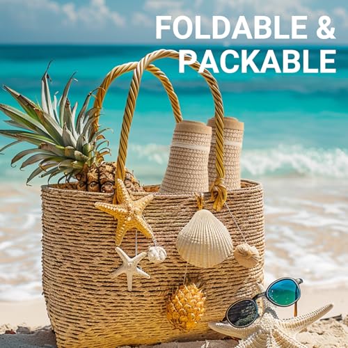 Sun Visor Hats for Women Wide Brim Straw Packable Beach Hat White