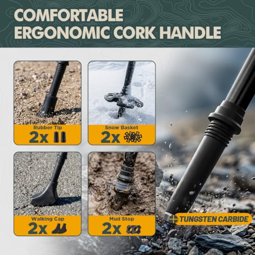 Folding Trekking Poles 7075 Aluminum Lightweight for Travel (2 Count)