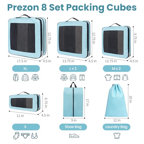 Compression Packing Cubes for Travel (8 Count)