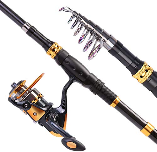 Fishing Rod Reel Combos Carbon Fiber Telescopic Pole with Spinning Reel Line Lures
