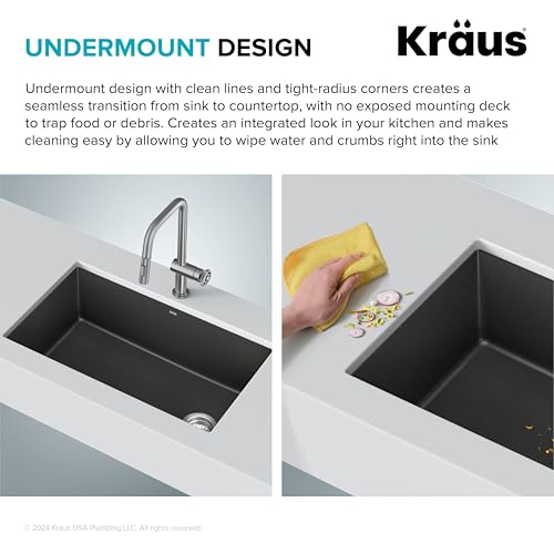Forteza 32 inch Undermount Single Bowl Granite Kitchen Sink in Black