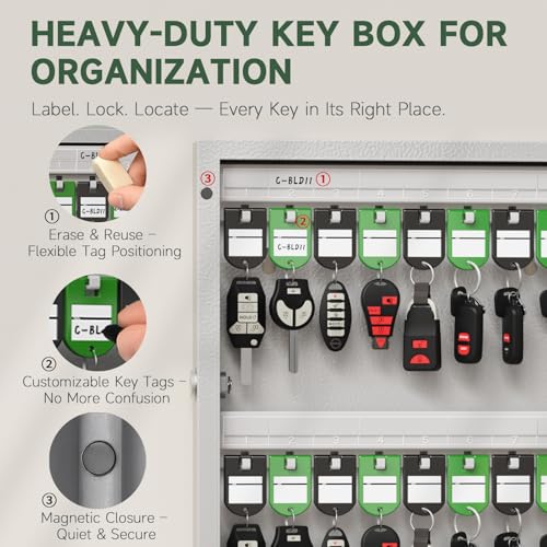 48 Key Lock Box Smart Key Organier Cabinet with Keypad & App for Office (48 Count)