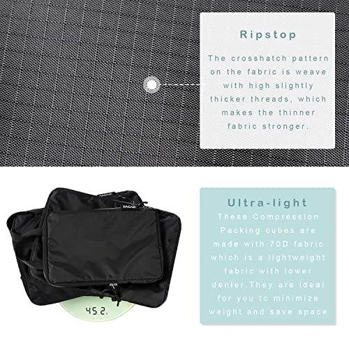 6 Set Ultralight Compression Packing Cubes Packing Organizer for Travel Accessories Luggage Suitcase Backpack (6 Count)