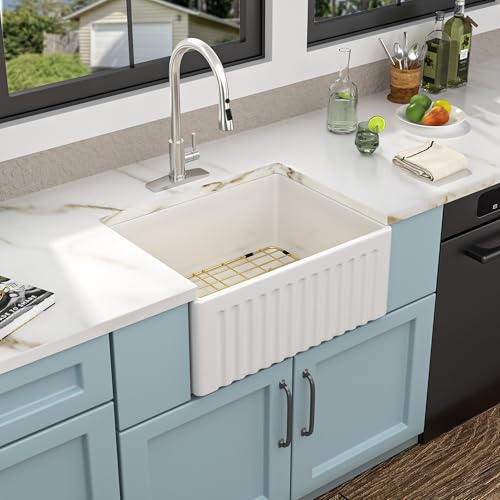 24"x18" White Farmhouse Sink
