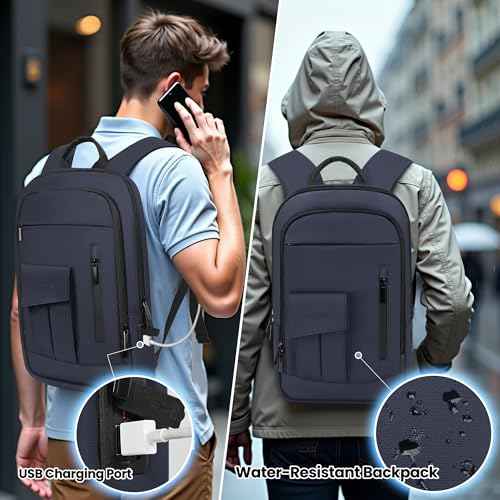 Business Backpack for Men Slim Lightweight Laptop Backpack for 17.3 Inch Computer Water Resistant Small Office Backpack for Commute Travel Daily Office Work with Small Bag
