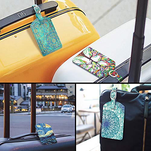 2 Pack Luggage Tags Leather Name ID Labels with Privacy Cover (2 Count)