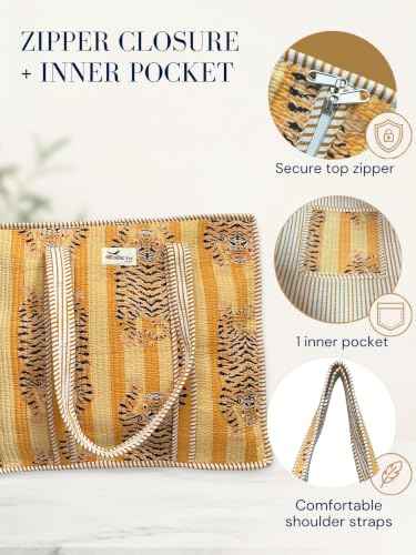 100% Cotton Quilted Tote Bag For Women