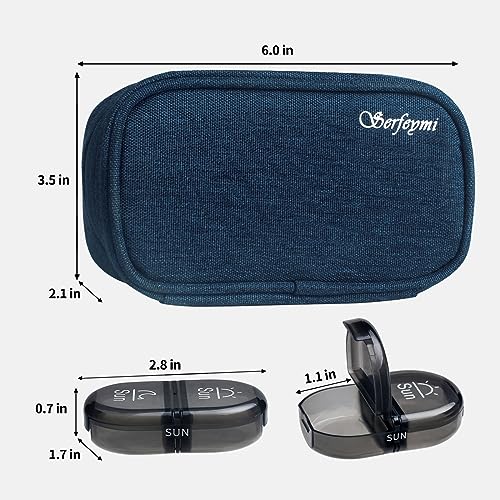 Weekly Travel Pill Organizer 2 Times a Day AM PM Black Pill Box