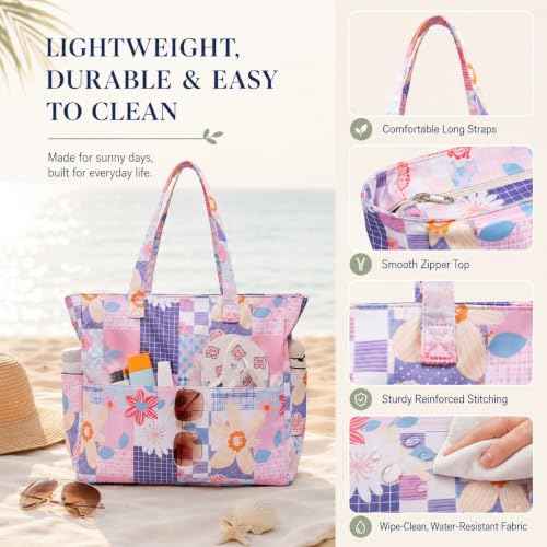 Waterproof Beach Tote Pool Bags for Women Ladies Extra Large Carry On Bag With Wet Compartment for Weekender Travel