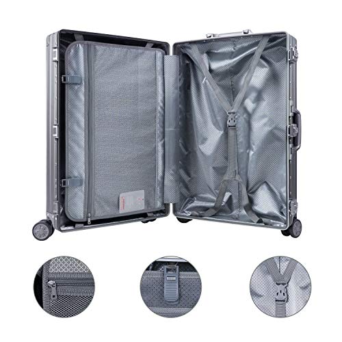 All Aluminum Luggage Zipperless Hard Shell Luggage Case with TSA Lock Spinner Alloy Metal Suitcase