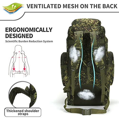 70L Camping Hiking Military Tactical Backpack Outdoor Water Repellent Adjustable Sport Bag