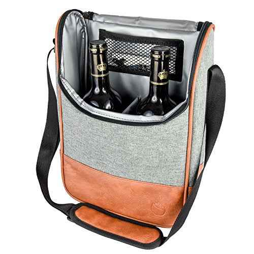 Frehore® Wine Leather Tote Cooler Insulated Bag (2 Count)