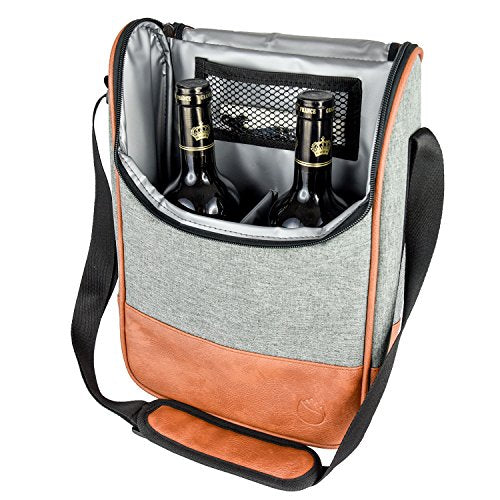 Wine Leather Tote Cooler Insulated Bag
