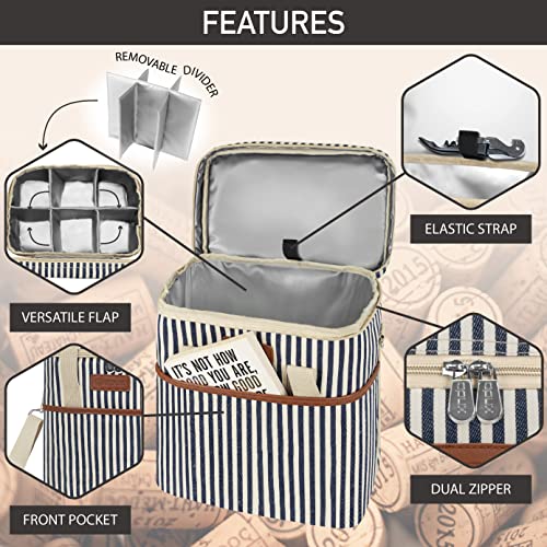 Insulated Wine Cooler Bag Leakproof 6 Bottle Tote Carrier (6 Count)