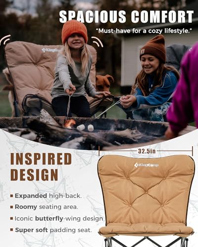 Folding Comfy Butterfly Chair Oversized Padded Camping Chairs for Adults Comfortable Camp Chair 300lbs Heavy Duty with High Back for Outdoor Lawn Patio Bedroom Living Room Dorm