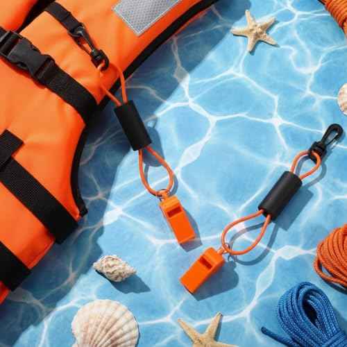 4 Pcs Marine Whistle Lanyard Float (2 Count)