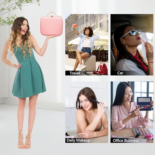 Travel Makeup Bag with LED Mirror with 3 Lighted Settings