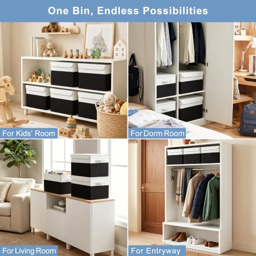 Large 22 Quart Linen Fabric Foldable Storage Bin Cube Organizer Basket with Flip (4 Count)