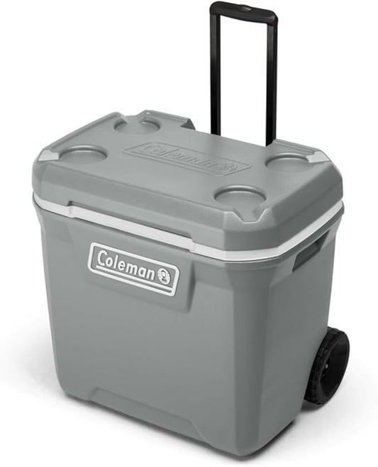 Coleman Classic Series Insulated Portable Rolling Cooler with Wheels, Leak-Resistant Outdoor Hard Cooler Keeps Ice up to 5 Days, 65-Quart