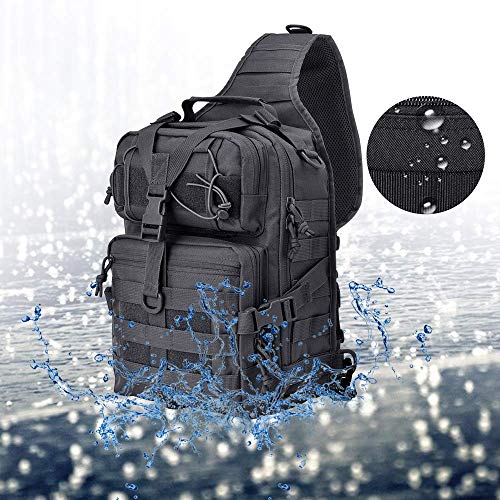 Tactical Sling Bag Pack Military Assault Rucksack Shoulder Bag Backpack Chest Pack Handbag Waterproof for Travel Hiking Camping Trekking Exploring Fishing Hunting