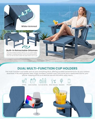 HDPE Folding Adjustable Adirondack Chair with Footrest
