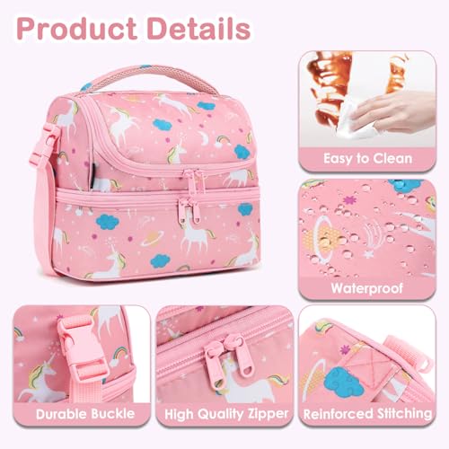 Kids Double Decker Cooler Insulated Lunch Bag Large Tote for Boys