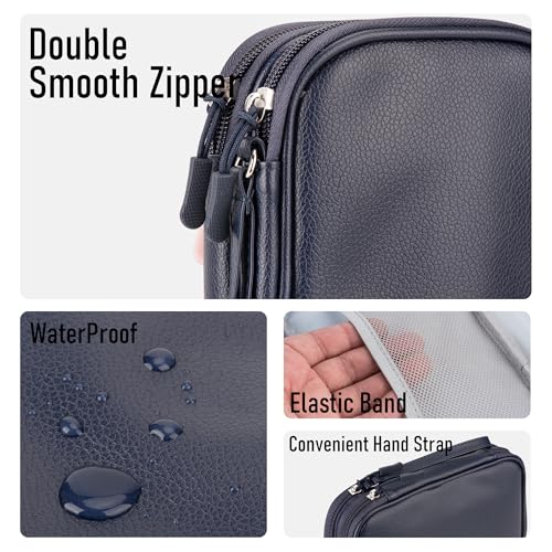PU Leather Cable Organizer Double Layer Travel Pouch