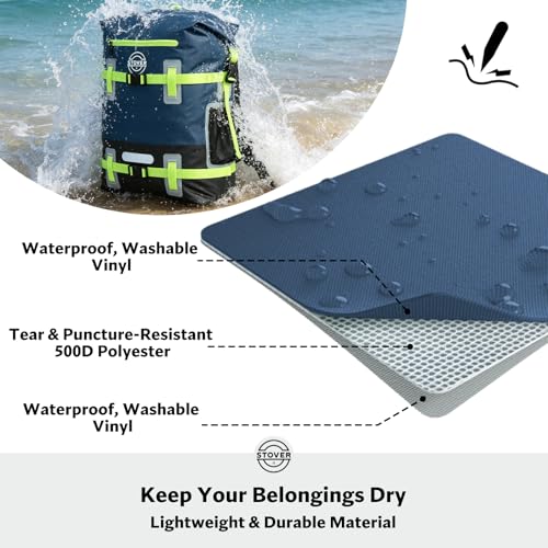 30/40/55L Waterproof Dry Backpack & Phone Case - 2XL Floating Dry Bag for Kayaking, Travel, Hiking, Fishing, Camping, Motorcycles & Beach, Heavy-Duty Roll Top Men/Women (Navy Blue/Black/Green)