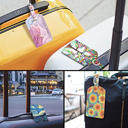 2 Pack Luggage Tags Leather Name ID Labels with Privacy Cover (2 Count)