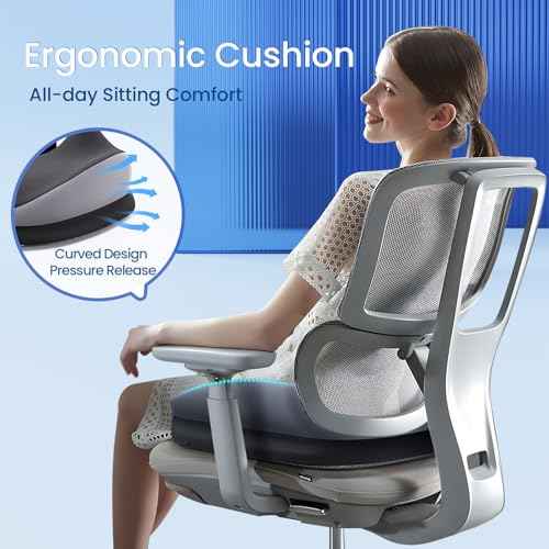 Large Seat Cushion for Office Chair Memory Foam Coccyx Pain Relief Cushion Pillow for Back Support Non