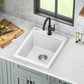 Bellucci 18 inch Granite Workstation Drop In Top Mount Single Bowl Kitchen Sink in White with Accessories