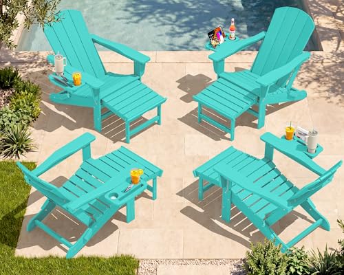 Folding Adjustable Adirondack Chairs with Footrest Set of 4 (4 Count)