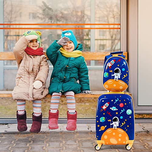 Kids Luggage 12" Toddler Backpack & 18" Travel Suitcase with Wheels (2 Count)
