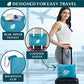 Compact 2-in-1 Travel Blanket Pillow for Airplane Flight, Teal Blue