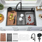 33x22 Black Waterfall Drop In Kitchen Sink with Fuacet Combo