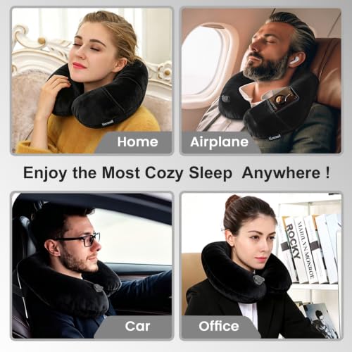 Inflatable Travel Neck & Shoulder Pillow for Airplanes & Long Trips